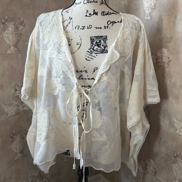 FREE PEOPLE WILLOW LACE TIE FRONT OPEN TOP OS - Picture 6 of 8